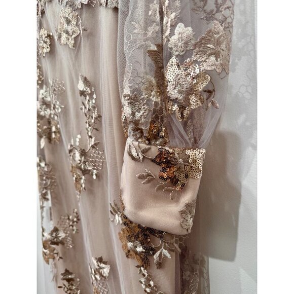 New Mac Duggal Women's Size 10 Embroidered Jewel Neck Formal Dress Mocha 70237 - Picture 8 of 16